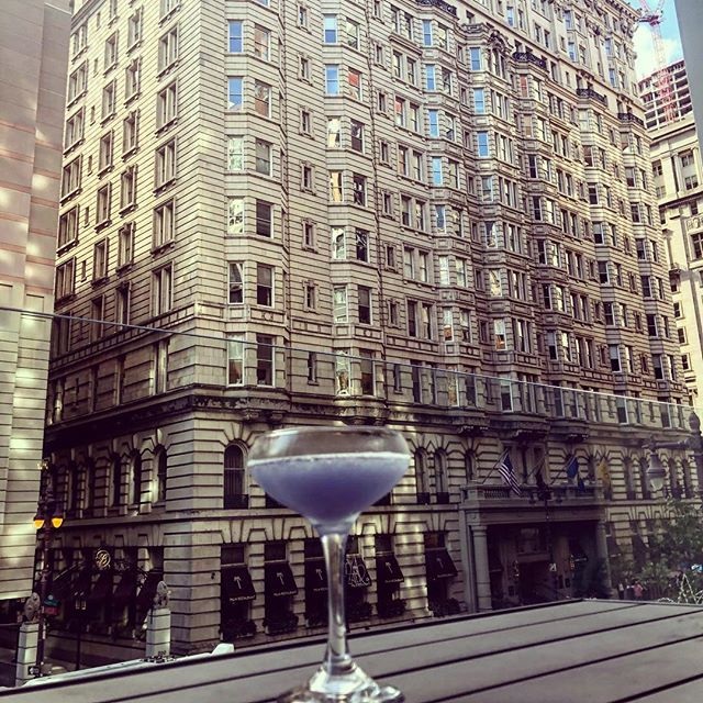 bar with downtown Philadelphia view at Cambria Hotel