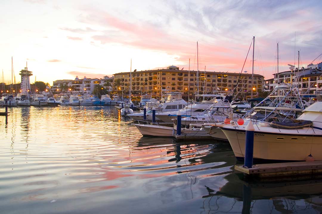A port during a sunset