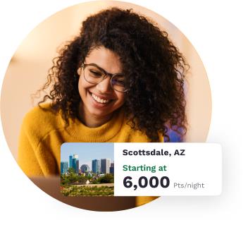 woman searching for a hotel booking with points